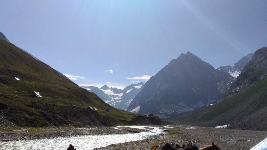 Panchtarni: River valley and hill camp in Jammu and Kashmir, India